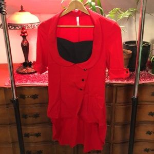 NEW 🖤❤️ Red Character top with black chest accent, back lace up & buttons